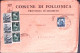 1946-Democratica Strisce Tre C.40 E 60 + Lire 5 Su Busta Riutilizzata Follonica  - 1946-60: Storia Postale