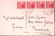 1945-Monumenti Striscia Quattro C.20 Su Cartolina (Dolomiti Forcella Sassolungo  - Storia Postale