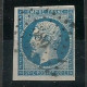 France Yv.14 Napoléon III Oblitéré 1855 Variété POSTFS + 0 Ouvert Du 20 De Gauche - 1853-1860 Napoléon III.