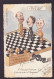 CPA échecs Chess Jeu Circulé Satirique Caricature La Flèche Bobb Tirage Limité Allemagne Germany - Schaken