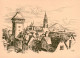 73889236 Reutlingen BW Gartentor Marienkirche Und Gorgenberg Zeichnung  - Reutlingen