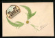 Papierkunst-AK Blume Und Blätter Mit Gezeichneten Details, Aufgeklebtes Bild Eines Gebäudes  - Autres & Non Classés