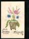 Papierkunst-AK Blumentopf Mit Gezeichneten Details  - Sonstige & Ohne Zuordnung