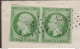 LE RARE VERT JAUNE FONCE Sur VERDATRE N° MARIANNE 14Ab En Paire TBEet BE Cote 800€ - 1853-1860 Napoleon III