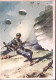 1943-CARTOLINA FRANCHIGIA Atterraggio Paracadutisti, Dis Pisani, Viaggiata Fori  - Marcophilie