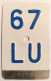 Velonummer Mofanummer Luzern LU 67 Weiss, Töfflinummer Vorläufer RAR. - Number Plates