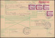 730 Heinemann 4 Mal 150 Pf. Als MeF Auf Auslands-Paketkarte MÜNCHINGEN 13.4.1974 - Covers & Documents