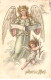 Anges - N°85333 - Joyeux Noël - Ange Gardien Lisant Avec Un Ange à Ses Côtés - Carte Gaufrée - Engelen