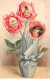 Fantaisie - N°86458 - Portraits De Bébés Dans Des Roses - Carte Gaufrée - Bebes