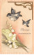 Fêtes - N°87952 - Heureux Anniversaire - Oiseaux Au-dessus De Brins De Muguet - Carte Gaufrée - Birthday
