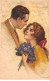Illustrateur - N°87795 - L.A. Mauzan - Couple, La Jeune Femme Tenant Un Bouquet De Violettes - Mauzan, L.A.