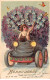 Anges - N°90309 - Bonne Anné1904 - Ange Conduisant Une Voiture Remplie De Violette - Carte Gaufrée - Anges