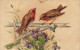 FANTAISIES - Oiseaux - Fleurs - Colorisé - Carte Postale Ancienne - Otros & Sin Clasificación