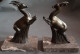 2 Serre-livres Art Déco, Gazelles En Régule Avec Belle Patine Bronze. Socle En Marbre Gris Homogène. - Otros & Sin Clasificación