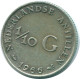 1/10 GULDEN 1966 NIEDERLÄNDISCHE ANTILLEN SILBER Koloniale Münze #NL12878.3.D.A - Antilles Néerlandaises