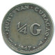 1/4 GULDEN 1947 CURACAO NEERLANDÉS NETHERLANDS PLATA Colonial #NL10801.4.E.A - Curacao