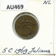 5 CENTS 1969 NETHERLANDS Coin #AU469.U.A - 1948-1980: Juliana