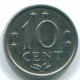 10 CENTS 1971 NIEDERLÄNDISCHE ANTILLEN Nickel Koloniale Münze #S13433.D.A - Nederlandse Antillen