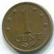1 CENT 1970 NETHERLANDS ANTILLES Bronze Colonial Coin #S10592.U.A - Niederländische Antillen