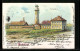 Lithographie Borkum, Leuchtturm, Nächtlicher Betrieb  - Borkum