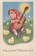 EASTER CHILDREN CHICKEN EGG Vintage Postcard CPA #PKE321.A - Pâques