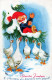 PÈRE NOËL Bonne Année Noël GNOME Vintage Carte Postale CPSMPF #PKD853.A - Santa Claus