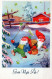 PAPÁ NOEL Feliz Año Navidad GNOMO Vintage Tarjeta Postal CPSMPF #PKD371.A - Santa Claus