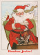 SANTA CLAUS ANIMALS CHRISTMAS Holidays Vintage Postcard CPSM #PAK753.GB - Santa Claus