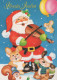 PAPÁ NOEL Animales NAVIDAD Fiesta Vintage Tarjeta Postal CPSM #PAK489.ES - Santa Claus