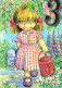 HAPPY BIRTHDAY 3 Year Old GIRL Children Vintage Postcard CPSM Unposted #PBU089.GB - Birthday