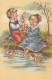 OSTERN KINDER EI Vintage Ansichtskarte Postkarte CPA #PKE227.DE - Easter