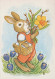 PASQUA CONIGLIO UOVO Vintage Cartolina CPSM #PBO402.IT - Pascua