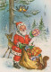 BABBO NATALE Buon Anno Natale Vintage Cartolina CPSM #PBL227.IT - Santa Claus