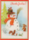 Buon Anno Natale PUPAZZO Vintage Cartolina CPSM #PAZ778.IT - New Year