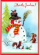 Buon Anno Natale PUPAZZO Vintage Cartolina CPSM #PAZ778.IT - Año Nuevo