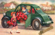 Fête De La Sainte Barbe - Illustration Non Signée - Enfants Avec Bouquet Et Automobile - Carte Rosat N° 1419 - Sonstige & Ohne Zuordnung