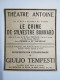 Cartonnage Publicitaire THEATRE ANTOINE LE CRIME DE SYLVESTRE BONNARD Représentation Extraordinaire De GIULIO TEMPESTI - Werbung