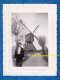 Photo Ancienne Snapshot - Beau Portrait Jeune Femme Les Cheveux Dans Le Vent - Moulin à Situer - Belgique ? Hollande ? - Plaatsen