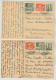 Schweiz 2 Ganzsachen Postkarten Ziffer 10, Stempel Zürich 1954 Nach Deutschland Mit Zusatzfrankaturen, 3 Scans - Stamped Stationery