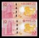 Macao Macau Set 2 Banknotes 10 Patacas BNU BDC Horse 2014 Pick 87-117 Same Ending Sc Unc - Macao