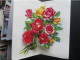 Carte Fantaisie à Système Pop Up Bouquet De Fleurs Roses Ourlées De Tissu Velours Feutrine Ecrite Esp 1113/2 - Mechanical