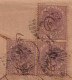 COVER CEYLON. 1883. 3 X FOUR CENTS. COLOMBO TO CALCUTTA. INDIA. CONTENT - Ceilán (...-1947)