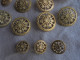 Ancien - 13 Boutons En Laiton Ajouré 2,3 Mm Et 1,6 Mm Art Nouveau - Buttons