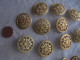 Ancien - 13 Boutons En Laiton Ajouré 2,3 Mm Et 1,6 Mm Art Nouveau - Buttons