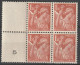 VARIETEE LEGENDE PARTIELLE / SURENCRAGE N° 652 ** BLOC DE 4 LUXE - Ungebraucht