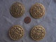 Ancien - 4 Gros Boutons En Laiton Ajouré 3,5 Mm Art Nouveau - Buttons