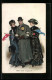 Künstler-AK Clarence F. Underwood: Wer Wird Siegen? Kavalier Mit Zwei Damen  - Underwood, Clarence F.