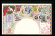 AK Hongkong, Briefmarken Und Fahnen Hongkongs, Landkarte  - Chine