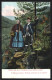 AK Paar In Schwarzwälder Tracht An Klippe  - Costumes