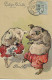 Fantaisies > Animaux Habillés Cake Walk Couple Cochons Habillés Dansant Le Cake Walk Carte Gauffrée Tres Belle - Dressed Animals